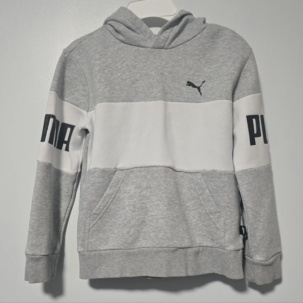 Puma Youth Boy's Size 7-8 Hoodie in Gray and White - Picture 2 of 11